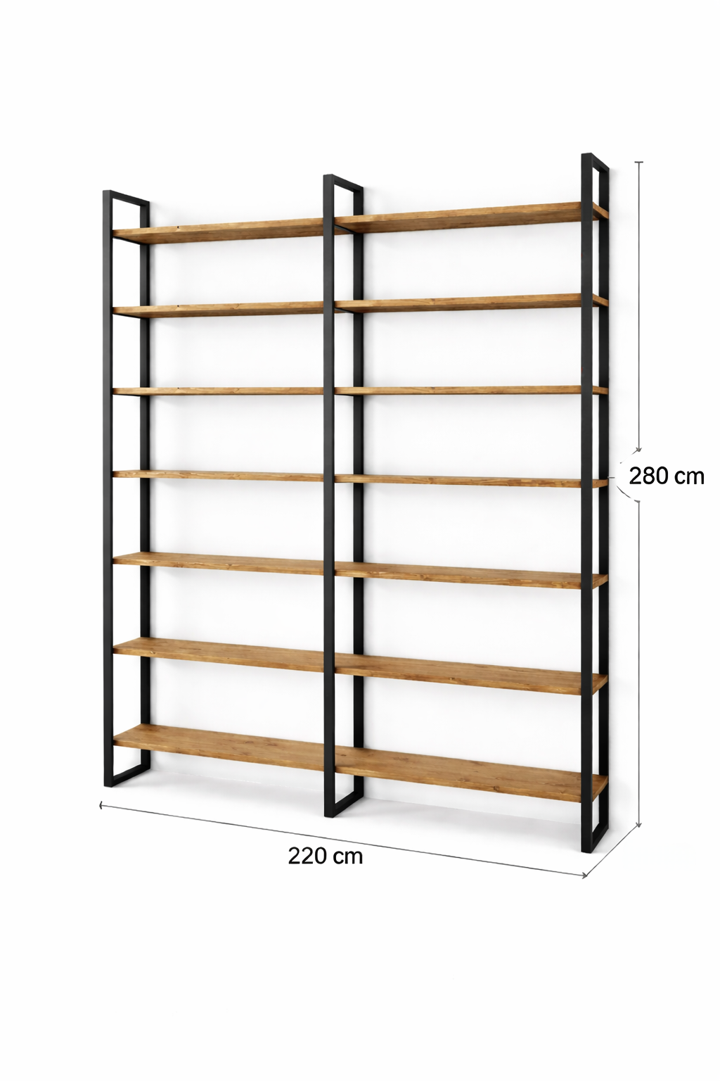 Libreria Scaffale in Legno Massiccio e Ferro – Design Industriale 7 ripiani