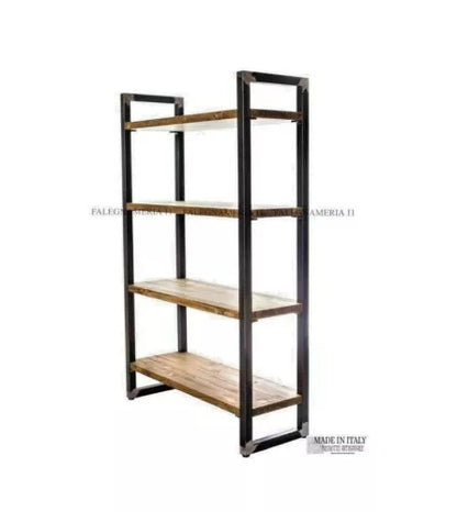 Libreria Scaffale Mobile in Legno Massiccio e Ferro – Design Industriale