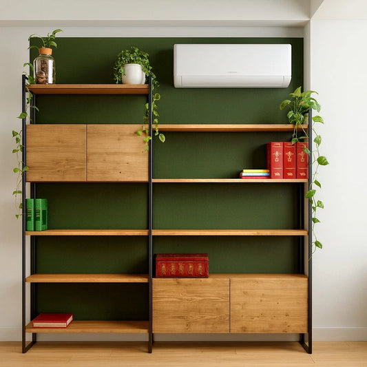 Libreria Scaffale Mobile in Legno Massiccio e Ferro – Design Industriale