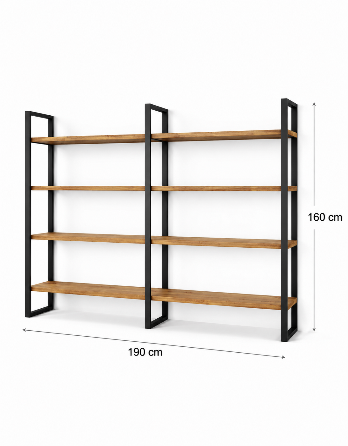 Libreria Scaffale in Legno Massiccio e Ferro – Design Industriale 4 ripiani