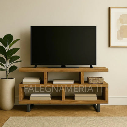 Mobile porta TV in legno massiccio e ferro design industriale artigianale