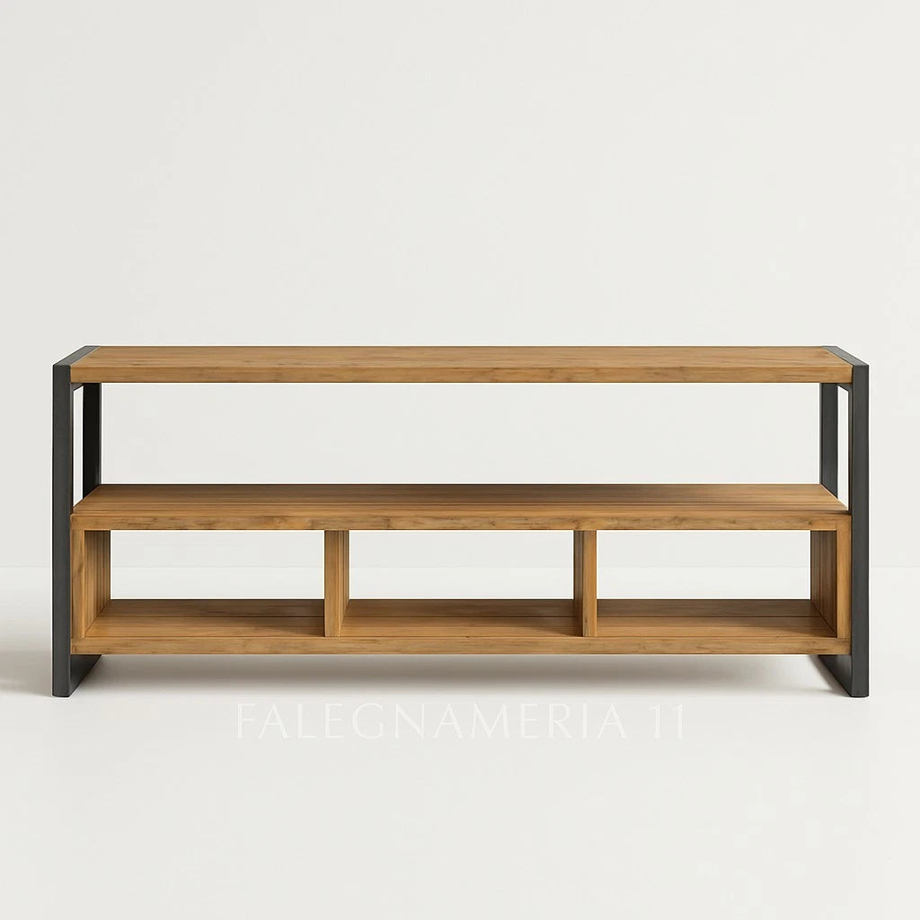 Mobile Basso Porta TV in Vero Legno – Stile Industrial Vintage per Soggiorno