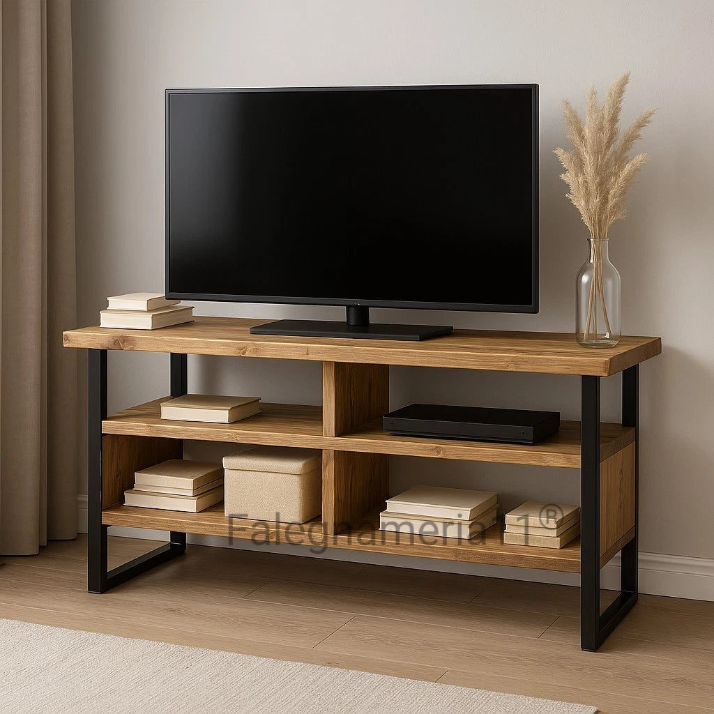 Mobile Basso Porta TV in Legno Massello – Stile Industrial Vintage per Soggiorno