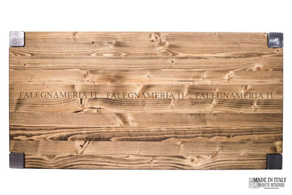 Tavolino da Salotto in Legno Massiccio e Ferro – Design Artigianale 90x45x45 cm