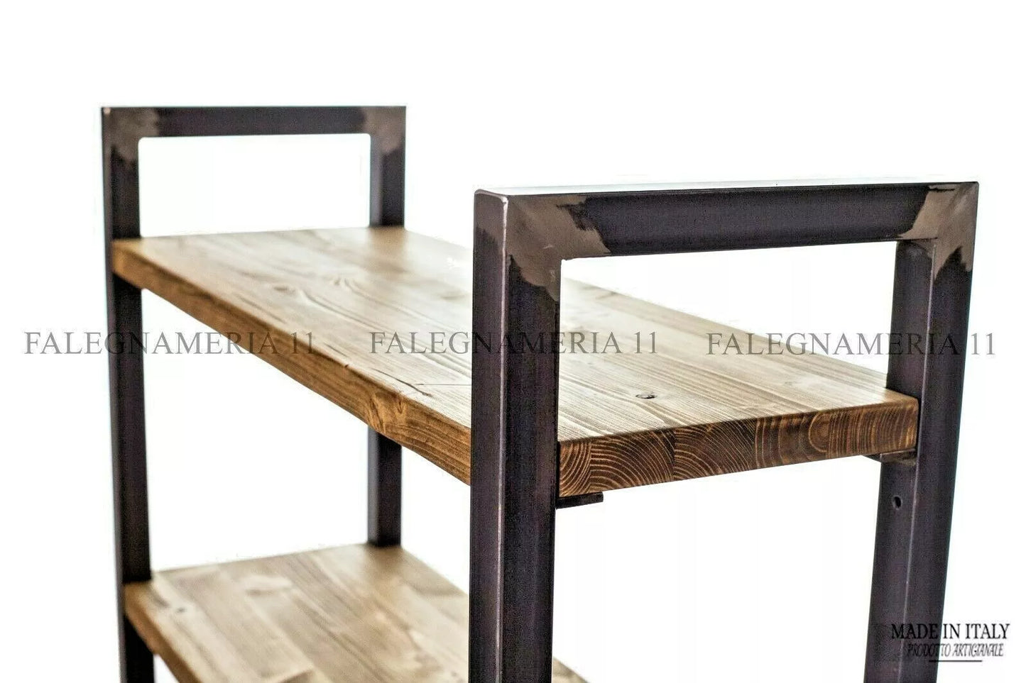 Libreria Scaffale Mobile in Legno Massiccio e Ferro – Design Industriale