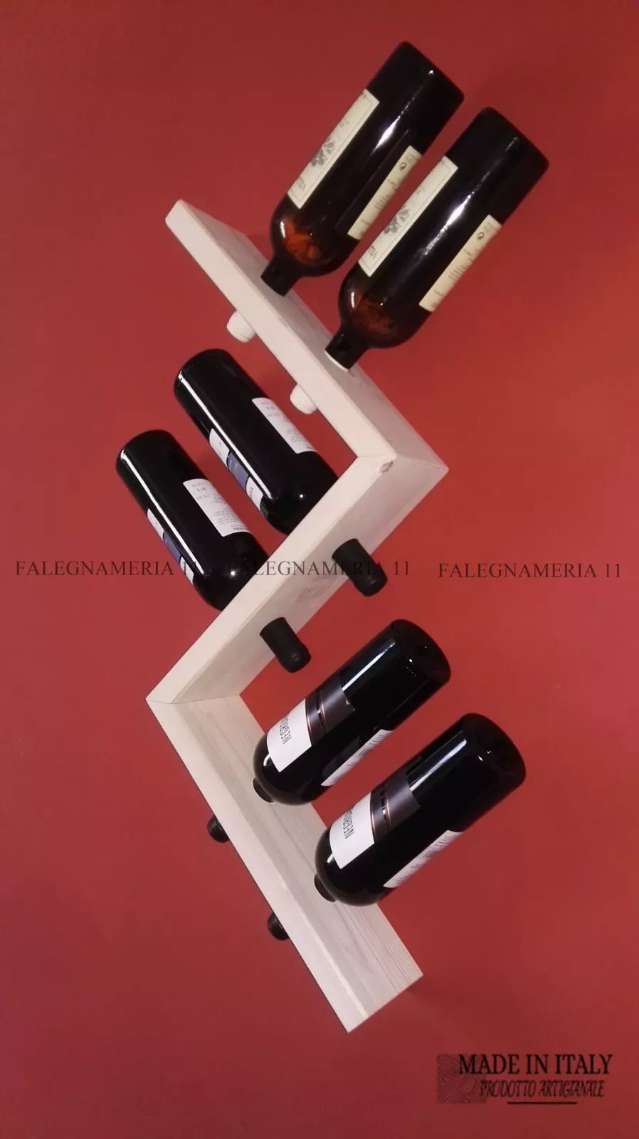 Cantinetta Portabottiglie da Parete in Legno di Abete – Finitura al Naturale